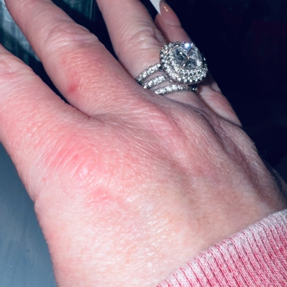 Women's Sterling Silver Halo Zircon Engagement Ring Cushion Cut 3ct center 8 - Picture 10 of 11